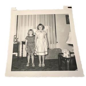 Black & White Photo Of 2 Children Little‎ Girls Sisters Best Friends Forever